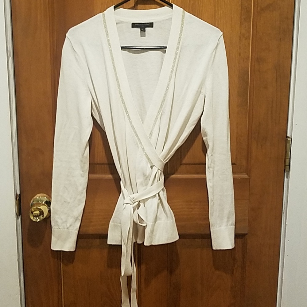 White wrap sweater